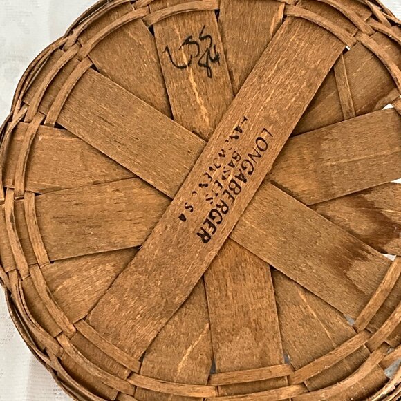 Longaberger Wooden Button Basket 1984‎ With Handles & Plastic Insert 6.75"x3.25" - Picture 5 of 5
